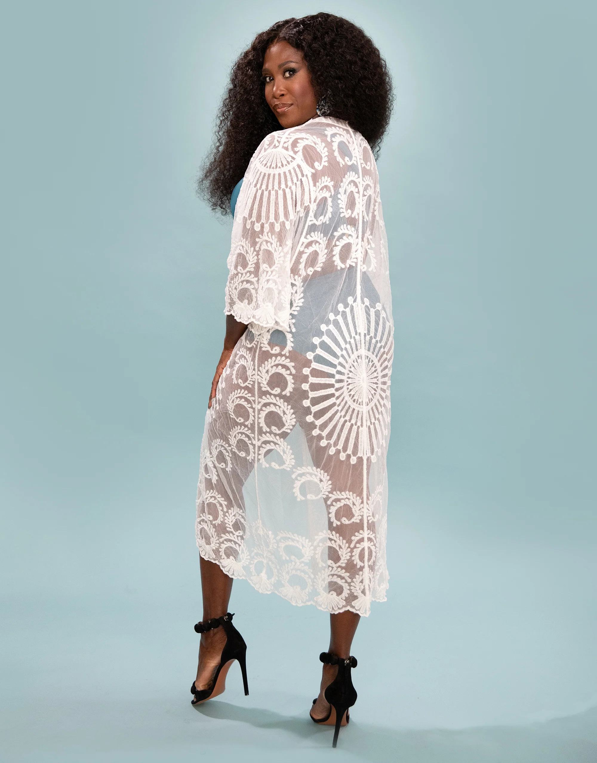 Beach-Kimono Mambo Long Ivory - Image 2