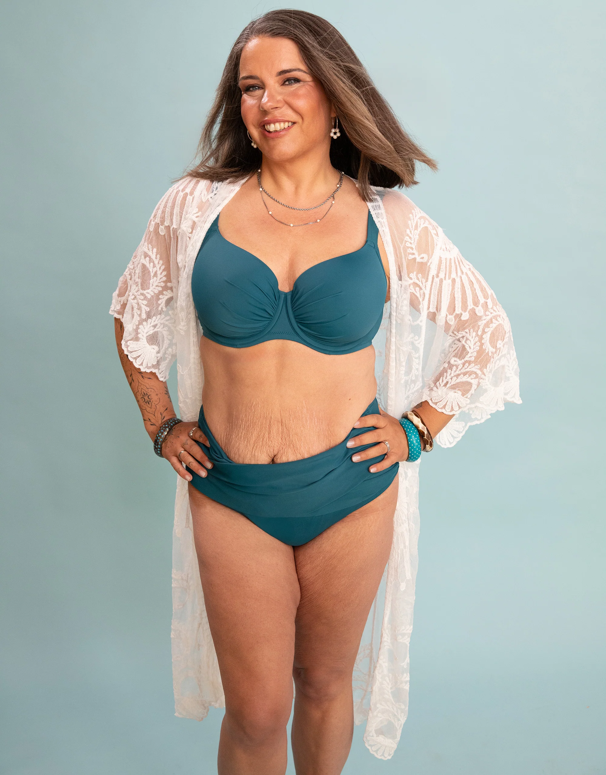 Beach-Kimono Mambo Long Ivory - Image 6