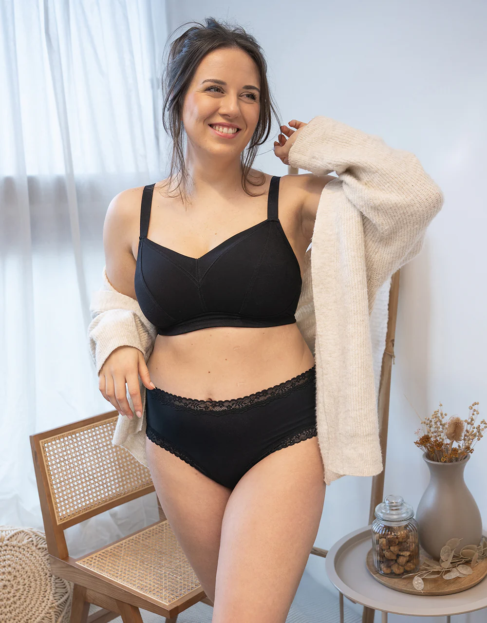 High-Panty Cotton-Lace Basic Black - Image 9