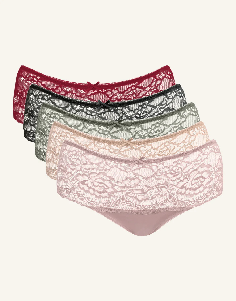 High-Panty-Set 5x Lace Basic Herbst